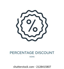 percentage discount thin line icon. discount, business linear icons from signs concept isolated outline sign. Vector illustration symbol element for web design and apps.