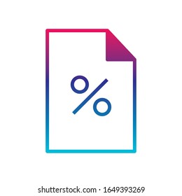 percentage document gradient line style icon of money financial item banking commerce market payment buy currency accounting and invest theme Vector illustration