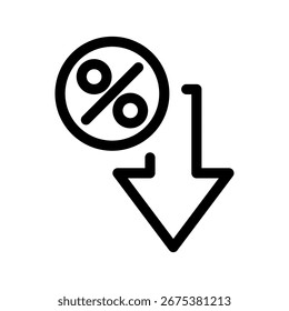 Prozentualer Abwärtssymbol, Vektorsymbol-Entwurfsgrafik