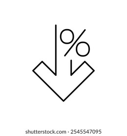 Caída porcentual, el concepto de caída porcentual, el concepto de disminución y pérdida. Vector 10. Se puede utilizar para cualquier plataforma o propósito. Acción y promoción. Para: móvil, App, diseño, Web, dev, ui.