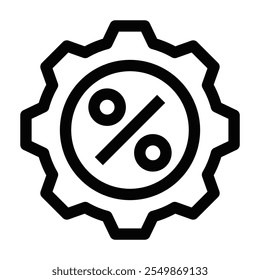 Symbol für prozentuales Zahnrad für Einstellungen. Bearbeitbarer Strich.