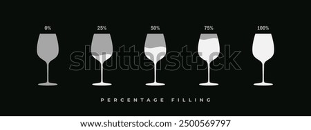 Percentage of glass filling. Wine glass icon