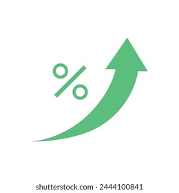 percentage green arrow going up business profit commission percent rise