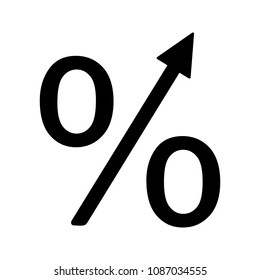 Percentage growth glyph icon. Profit rise. Silhouette symbol. Negative space. Vector isolated illustration
