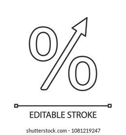 Percentage growth linear icon. Thin line illustration. Profit rise. Contour symbol. Vector isolated outline drawing. Editable stroke