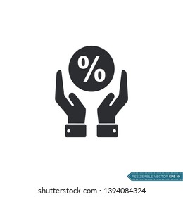 Percentage and Hand Icon Vector Template Flat Design