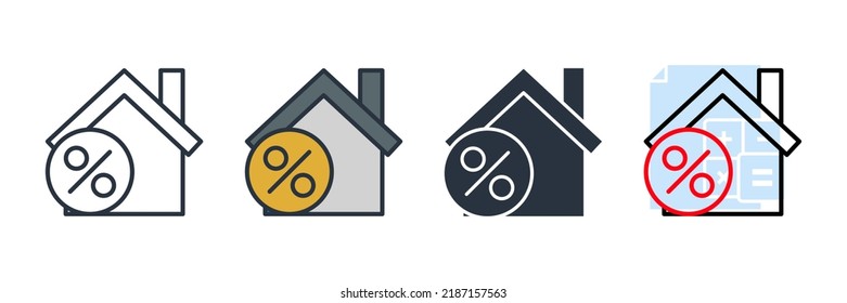 percentage home icon logo vector illustration. discount house symbol template for graphic and web design collection