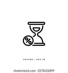 Percentage Hourglas Icon. Editable Stroke