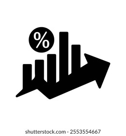 Percentage Icon. Percentage Up Arrow. Percentage Up Chart. Percentage Increase Chart. Customizable thin line illustration.  Editable stroke.