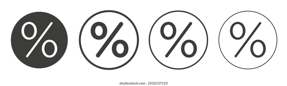 Percentage icon in fill and three stroke sizes