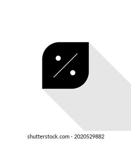 Percentage icon with long shadow on white background