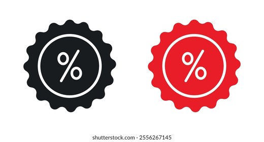 Percentage icon set in black and colored versions.