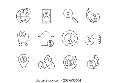 Conjunto de iconos de porcentaje. Símbolo de paquete porcentaje elementos vectoriales para web infográfica
