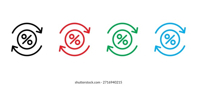 Ícone de porcentagem define vetor em fundo branco. ilustração vetorial.