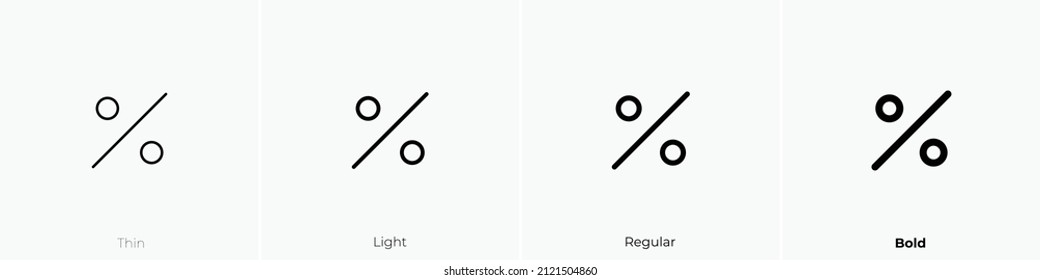 percentage icon. Thin, Light Regular And Bold style design isolated on white background