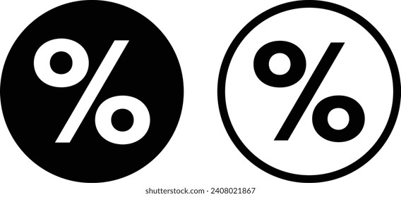 Percentage icon in two styles isolated on white background  . Discount sign vector