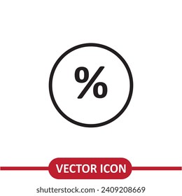 Percentage icon vector. Discount sign, flat trendy style liner illustration on white background..eps