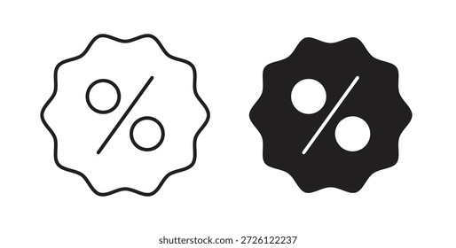 Símbolo de Vector de iconos porcentuales con trazo editable y versiones planas