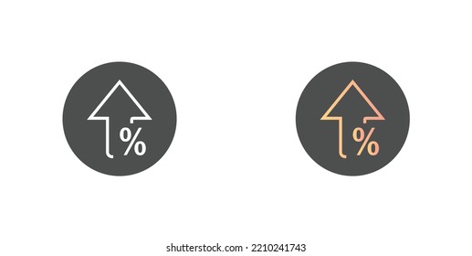 El porcentaje aumenta el icono vectorial de flecha aislado en el fondo blanco en dos estilos diferentes. Incrementar el porcentaje de ingresos de los vectores de vectores10.