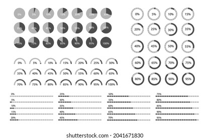 Percentage indicators set for infographics. Business info graphic design. Vector illustration