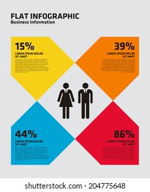 Percentage Infographic With Businessman And Businesswoman