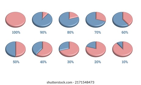 percentage infographics elements set in shape of 3d pie chart