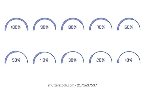 Percentage Infographics Elements Set In Shape Of Half Circle