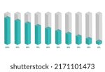 percentage infographics vector illustration in shape of isometric bars