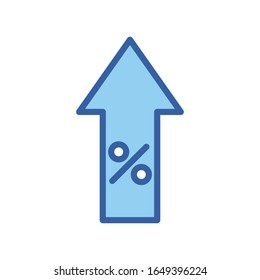 prozentuale Innen-Pfeil-Linie und füllen Stil-Icon Geldposten Banking Markt Zahlung kaufen Währung Rechnungslegung und investieren Thema Vektorillustration Illustration