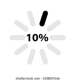percentage loading indicators 10 percent, vector