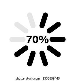 percentage loading indicators 70 percent %, vector