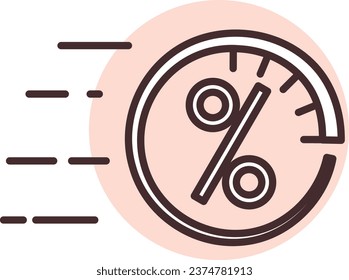 Percentage loan, illustration or icon, vector on white background.