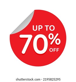 Up to percentage off Sale. Discount offer price sign. Special offer symbol. Discount tag badge Vector Illustration. Perfect design for shop and sale banners..