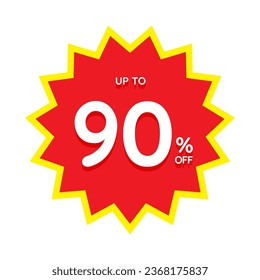 Up to percentage off Sale. Discount offer price sign. Special offer symbol. Discount tag badge Vector Illustration. Perfect design for shop and sale banners..