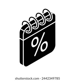 Percentage on calendar showing concept icon of limited offer, discount deals, exclusive shopping offer