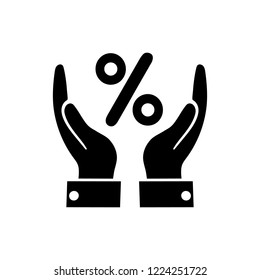 percentage on hand  icon, logo on a white background