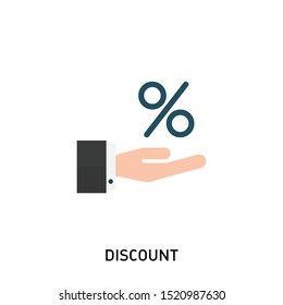 Percentage on hand icon. Vector icon of a hand holding a percentage. Flat design of the hand holding and percentage stock illustration.