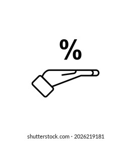 Percentage on hand icon. Vector in flat design