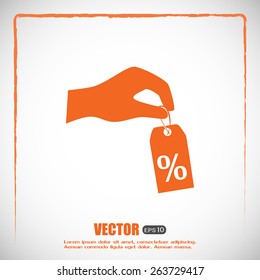 percentage on hand web icon. vector design