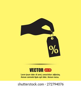 percentage on hand web icon. vector design