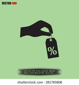 percentage on hand web icon. vector design