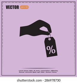 percentage on hand web icon. vector design