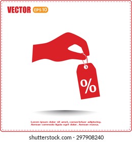 percentage on hand web icon. vector design