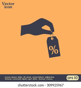 percentage on hand web icon. vector design