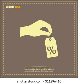 percentage on hand web icon. vector design