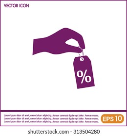 percentage on hand web icon. vector design