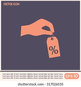 percentage on hand web icon. vector design