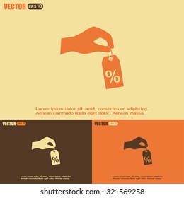 percentage on hand web icon. vector design