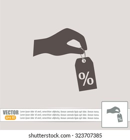 percentage on hand web icon. vector design