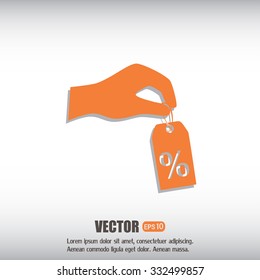 percentage on hand web icon. vector design